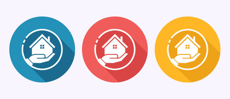 Home care icon design illustration, House care logo icon in shadow button design