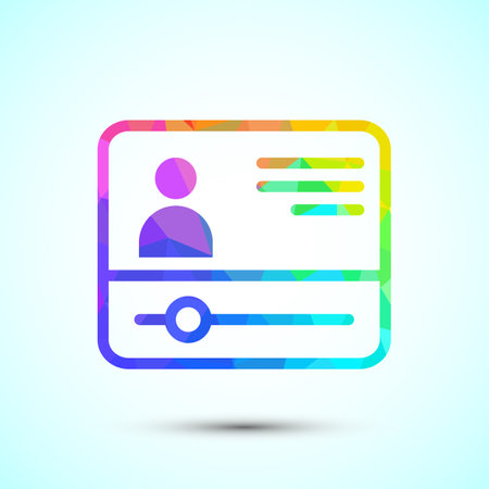Video lectures icon design illustration, Video conference icon, Online seminar sign, Low poly styleのイラスト素材