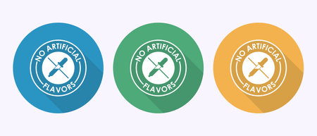 No artificial flavor icon design illustration, Artificial flavor free symbol in shadow button design