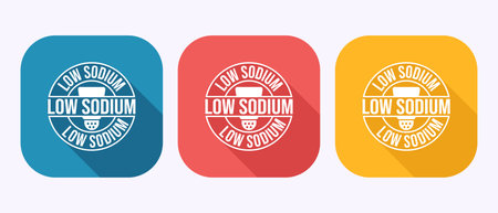 Low sodium icon design illustration, No salt sign, Salt free symbol in shadow button design