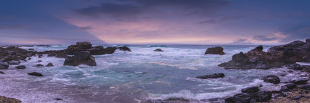 Morning light rocks water sea landscape photo. Mystery bay has a lot of nice beaches located 10 mins...