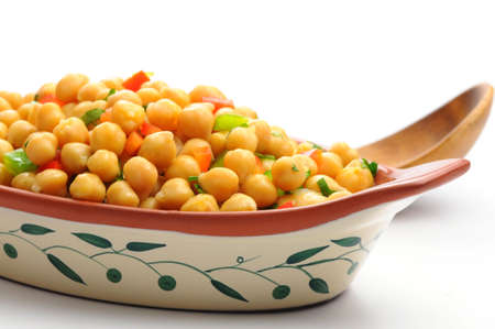 Healthy salad of chickpeas and colorful vegetables.の写真素材