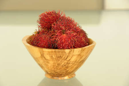 Fruit of the rambutan bush also known as mamon chino in Latin America.の写真素材