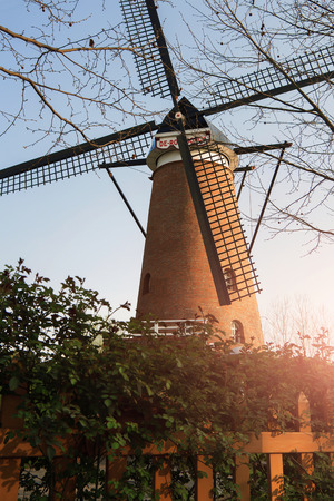 Holland windmill in Nanjing China Green Expo Gardenのeditorial素材