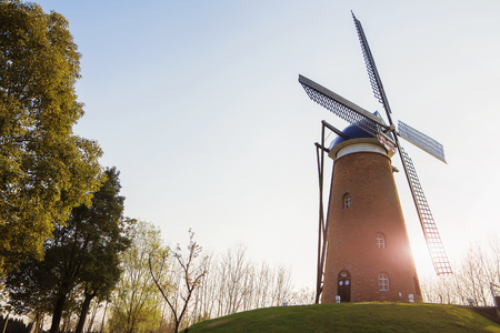 Holland windmill in Nanjing China Green Expo Gardenのeditorial素材