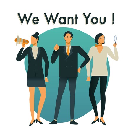 Businessman and woman are hiring new staff.のイラスト素材