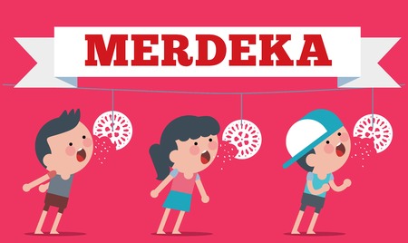 Stock of Illustration on Hari Merdeka ,Independence Day of Indonesia. Flat Illustration style.のイラスト素材