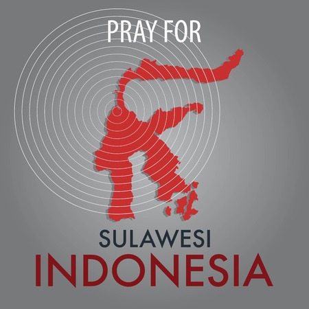 Pray for Palu Sulawesi Indonesia. A messages of support to Indonesian earthquake and tsunami victims.のイラスト素材