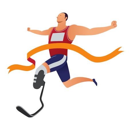 Disabled man athlete runner on carbon prosthetics. A conceptual illustration dedicated to the power of the spirit.のイラスト素材