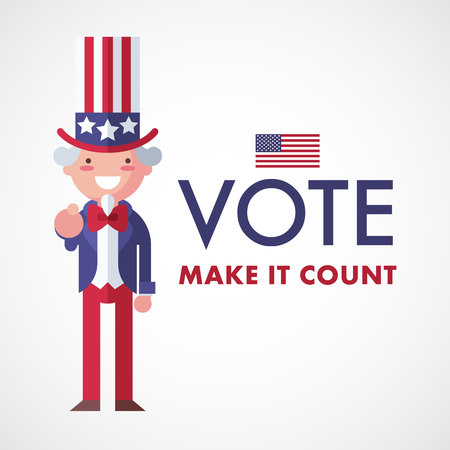 Vote USA, Make it count. Uncle Sam voting concept.のイラスト素材