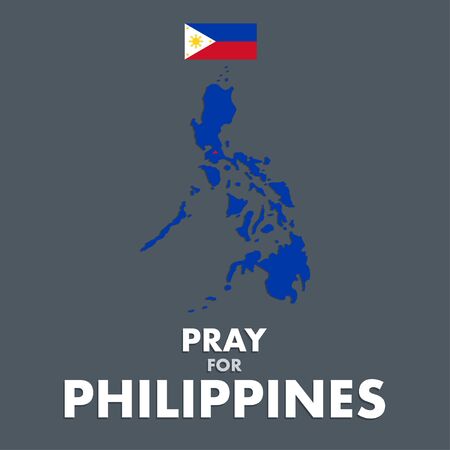 Vector or illustration of Philippines map and flag. A messages of support to Philippines Taal Volcano.のイラスト素材