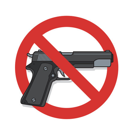 Vector Illustration of No Guns Sign. Isolated on white background.のイラスト素材