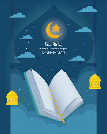 Design of Isra Mi'raj - The Night Journey of prophet Muhammad - Celebration day for Muslimsのイラスト素材