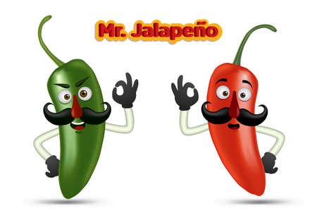 Stock Vector of jalapeno mascot with 3d rendering vector illustration style.のイラスト素材