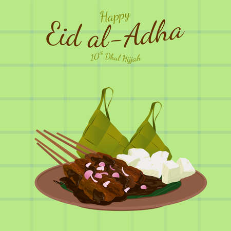 Happy Eid al-Adha. Iftar moslem food.のイラスト素材