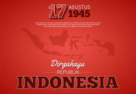 An illustration of the Indonesian archipelago with the inscription celebrating Indonesia's...