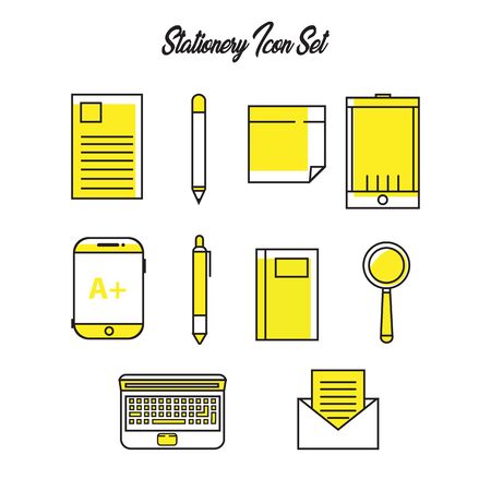 Illustration vector graphic yellow icons of stationery toolsのイラスト素材