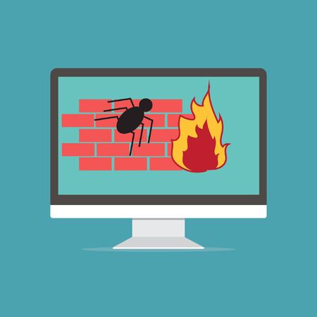 illustration vector graphic firewall on pcのイラスト素材