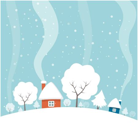 illustration vector graphic of beauty winter landscape with red houseのイラスト素材