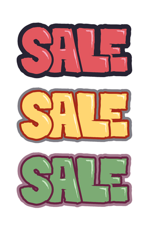 Sale banner. Vector clip art set with text in comic style isolated on white backroundのイラスト素材