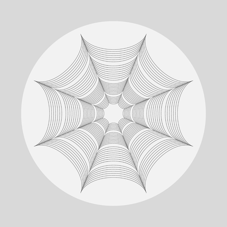 Stylized vector spiderweb, monochrome wavy lines vector design.のイラスト素材