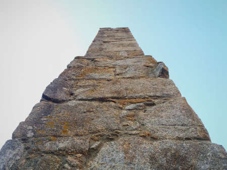 Beautiful ancient monument, a stone aqueduct that served to convey water with the background a blue skyの写真素材