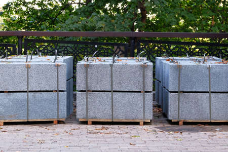 Construction Materials. Building materials for decoration buildings and houses. Granite are sold in construction market. Close up.の写真素材