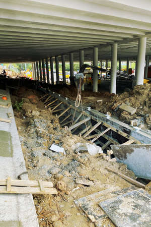 Modernization of a highway bridge. Demolition and reconstruction of the concrete motorway bridge....