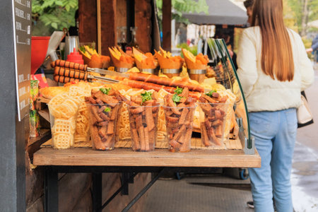 Street market, takeaway. Fast or street food concept.の写真素材