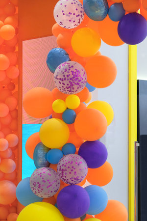 Balloons for decoration shopping center near the candy section.の写真素材