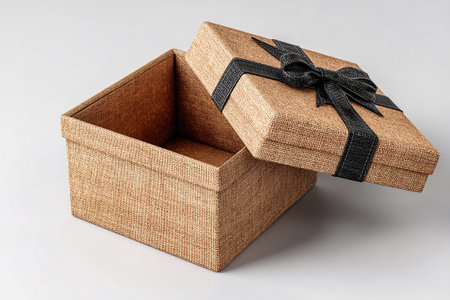 Opened elegant square box. Jewelry, birthdays and luxury branding. Holiday celebrations.の素材