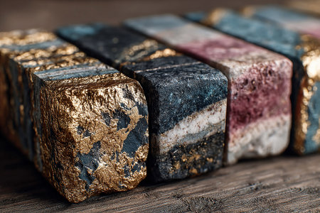 Stone texture. Marble polished surface. Veining details. Building material.の素材