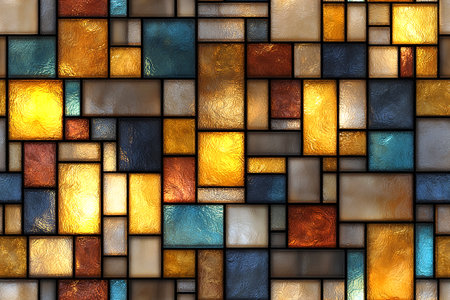 Seamless texture of colorful stained glass. Glass texture.の素材