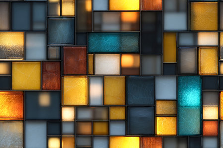 Seamless texture of colorful stained glass. Reflective surface.の素材