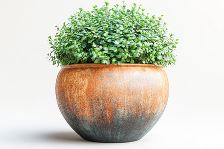 Boxwood bush which is trimmed in shape of a circle. Cottage garden. Landscaping.の素材