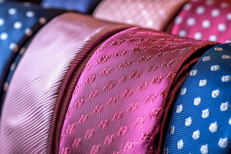 Diversity a luxury Silk tie collection in a luxury walk-in closet. Aspirational lifestylesの素材
