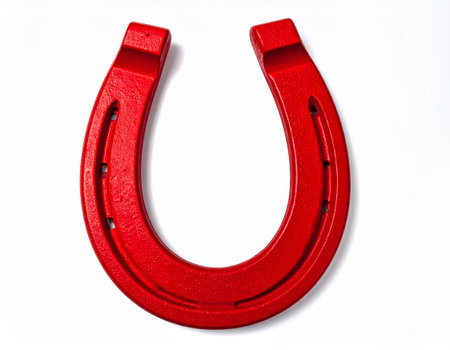 Metal horse shoe on white background. Horse is symbol of 2026. Symbol of lucky. Talisman of  lucky.の素材