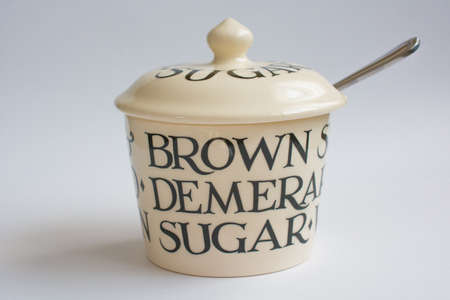 Classic Sugar Bowl with Spoon Front Viewの写真素材
