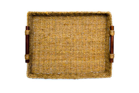 Woven rope basket with handles top view
