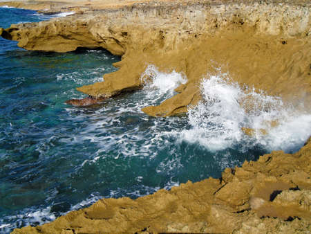 Strong Ocean Waves Hitting the Shoreline in Greece