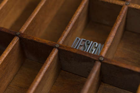 Typesetter Drawer with Metal Lead Type Spelling Design