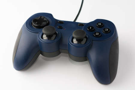 Video Game Controller on White Background Close Up Perspective View