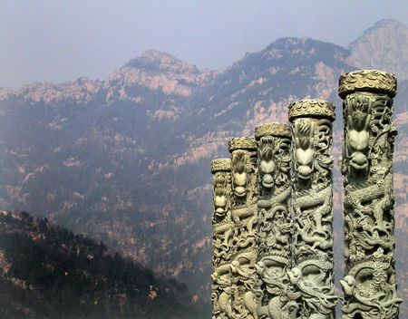 Dragons and Mount Tai, Tai Shan, Shandong Province, China