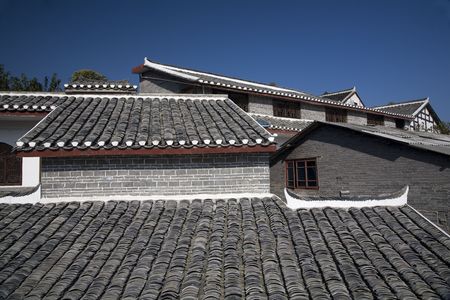 Roofs Ancient Town Outside of Guiyang, Guizhou, Chinaの写真素材