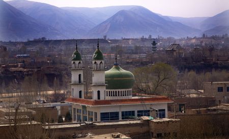 Islamic Mosques Outside of Lanzhou, Gansu Province, Uighur area, China.  の写真素材