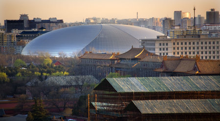 Big Silver Egg Concert Hall Close Up Beijing China Forbidden City in Foreground



のeditorial素材