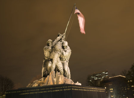 The Marine Corps War Memorial Shows the Raising of the Flag at Iwo Jima in World War II  Washington DC  Based on picture by Joe Rosenthal.  Statue finished in 1954のeditorial素材
