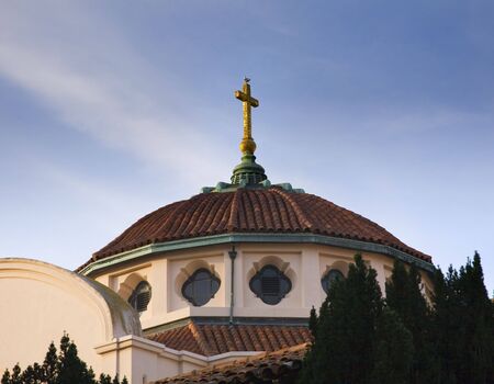 Dome Sky Golden Cross Mission Dolores San Francisco Californiaの写真素材
