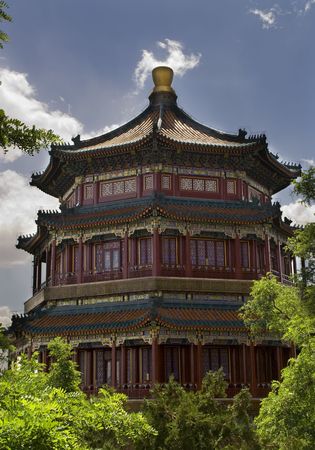 Longevity Hill Tower of the Fragrance of the Buddha Summer Palace Beijing Chinaの写真素材