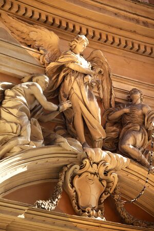 Religious Statues Santa Ambrogio e Carlo ai Corso Church Rome Italy の写真素材